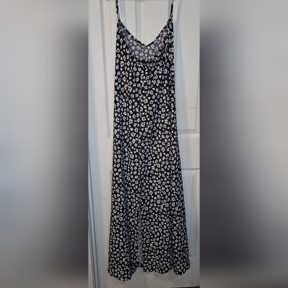 Black White Floral Maxi Dress Sun Dress 3XL